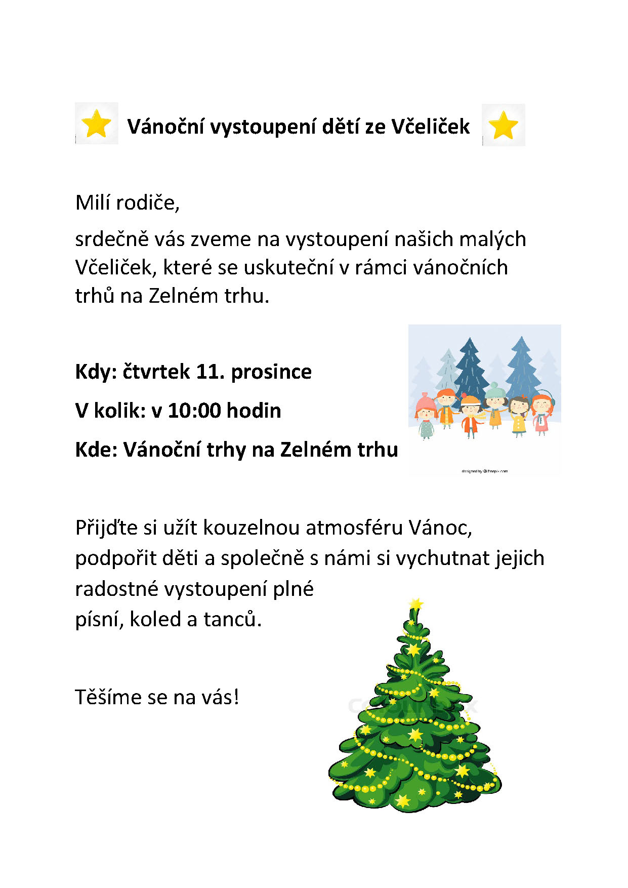 Vánoční vystoupení dětí ze třídy Včeliček